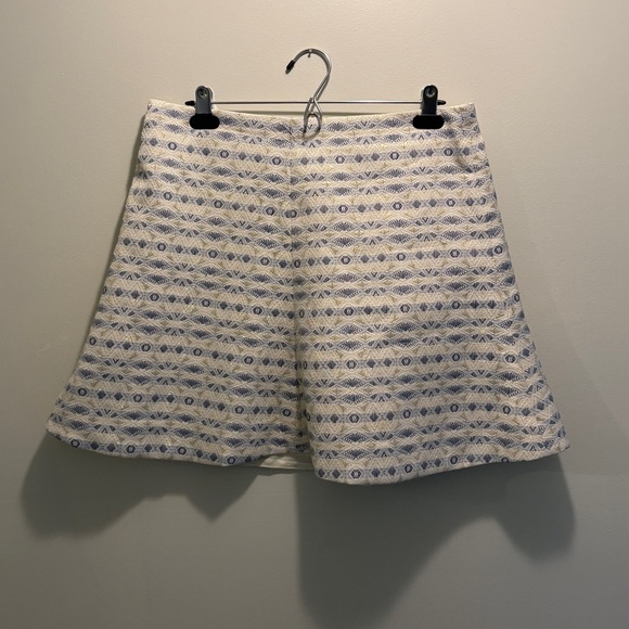 J. Crew Dresses & Skirts - J. Crew Cream and Blue Patterned Skirt